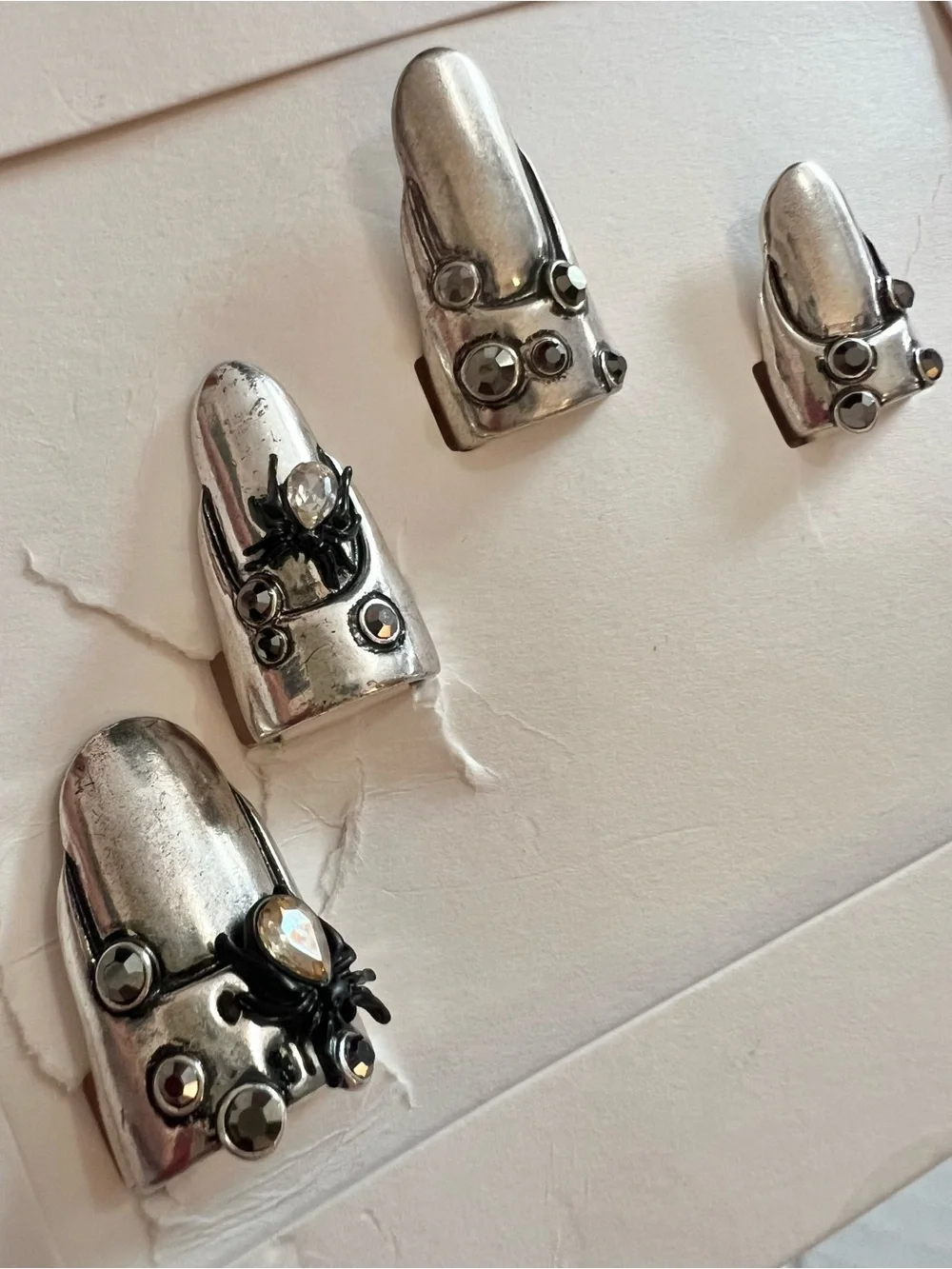 ZARA Set of 5, Metal Spider Nail Rings, Halloween. NWT